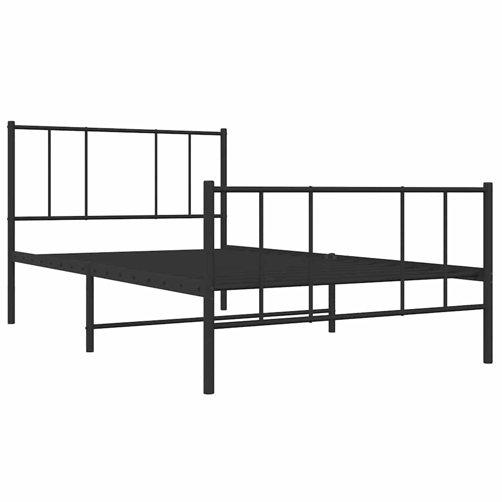 Metalni okvir kreveta uzglavlje i podnožje crni 100x190 cm