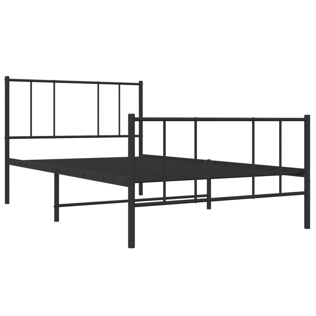 Metalni okvir kreveta uzglavlje i podnožje crni 100x200 cm