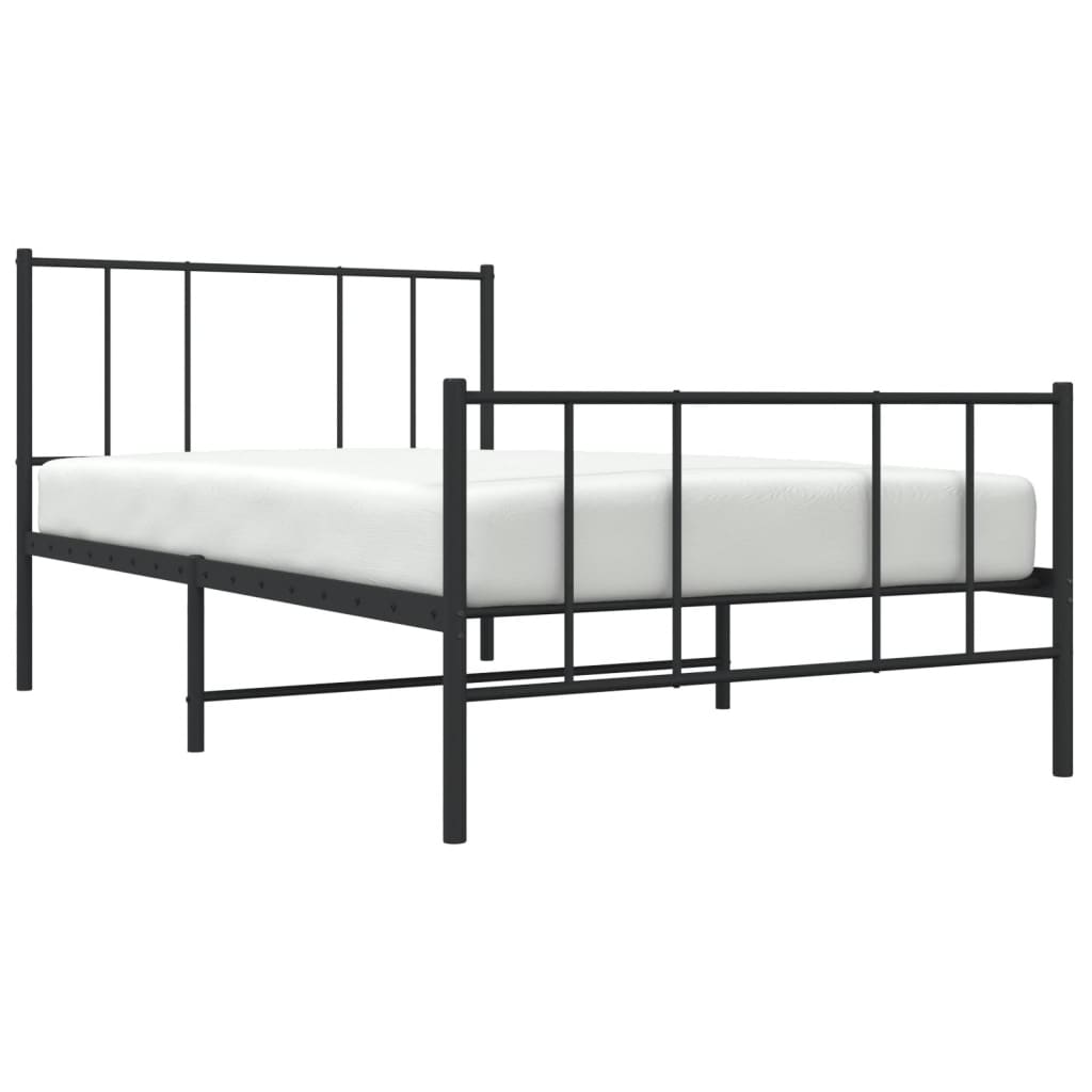 Metalni okvir kreveta uzglavlje i podnožje crni 100x200 cm