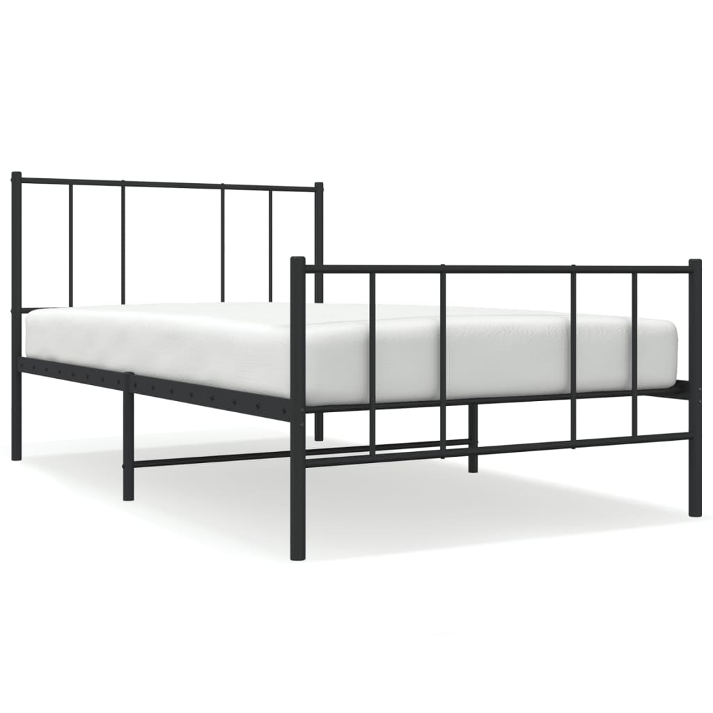 Metalni okvir kreveta uzglavlje i podnožje crni 107x203 cm