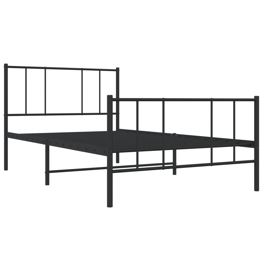 Metalni okvir kreveta uzglavlje i podnožje crni 107x203 cm