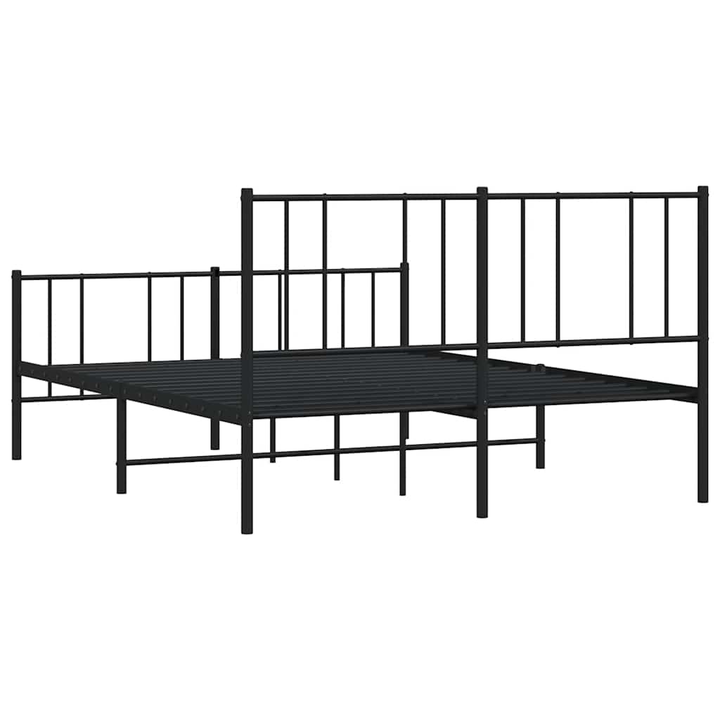 Metalni okvir kreveta uzglavlje i podnožje crni 120x190 cm