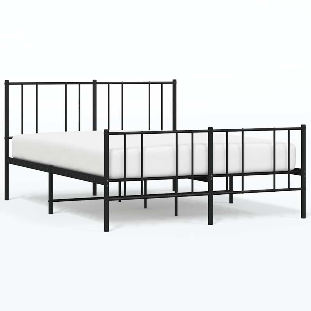 Metalni okvir kreveta uzglavlje i podnožje crni 135x190 cm