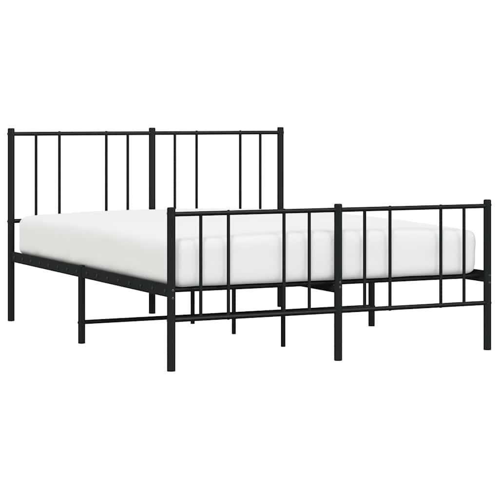 Metalni okvir kreveta uzglavlje i podnožje crni 135x190 cm