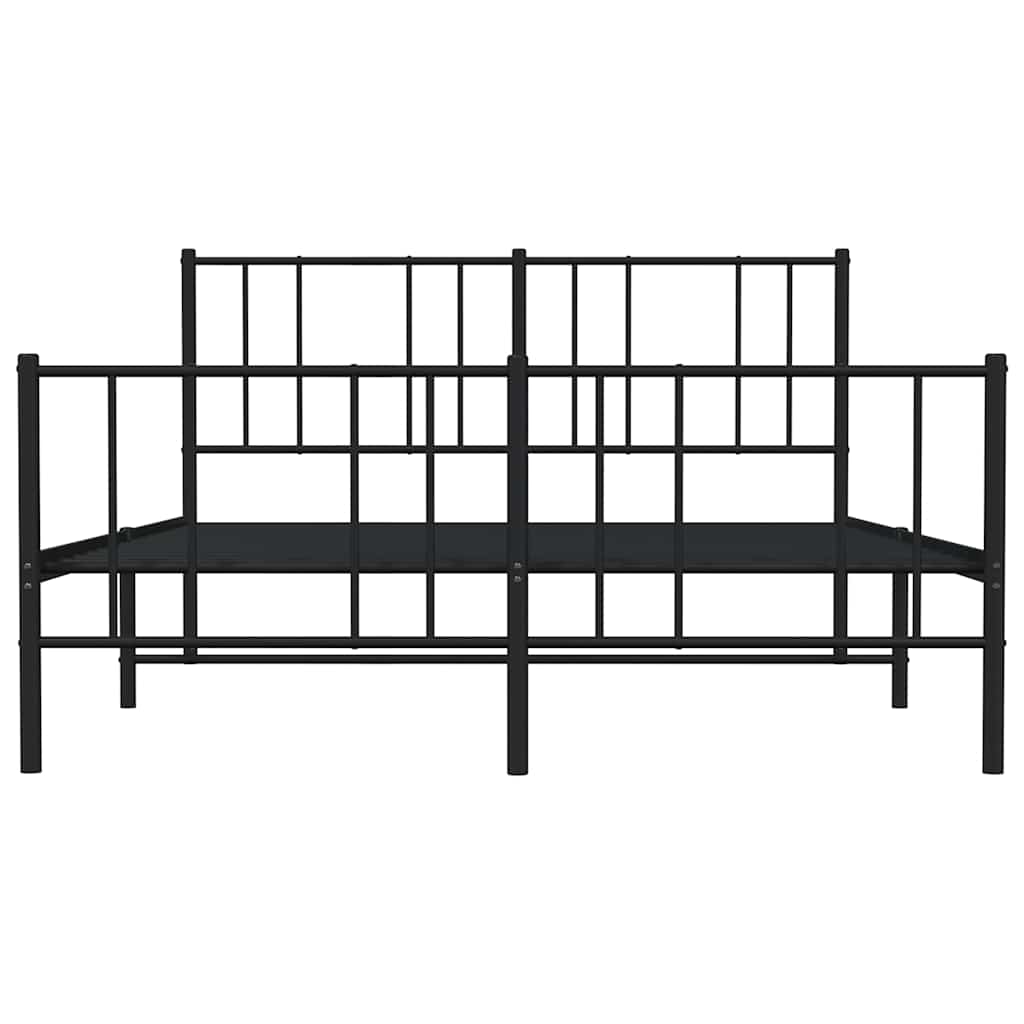Metalni okvir kreveta uzglavlje i podnožje crni 135x190 cm
