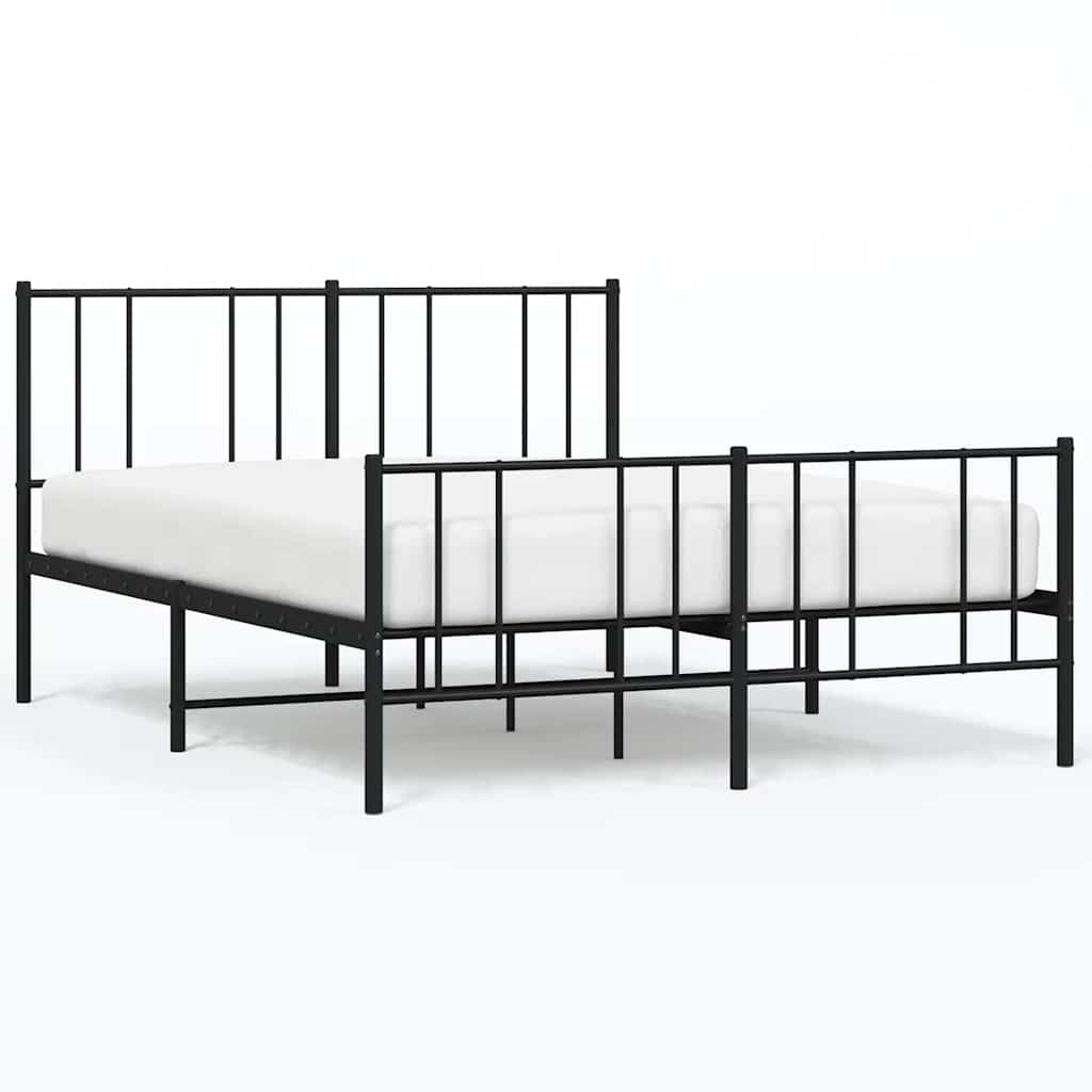 Metalni okvir kreveta uzglavlje i podnožje crni 140x190 cm