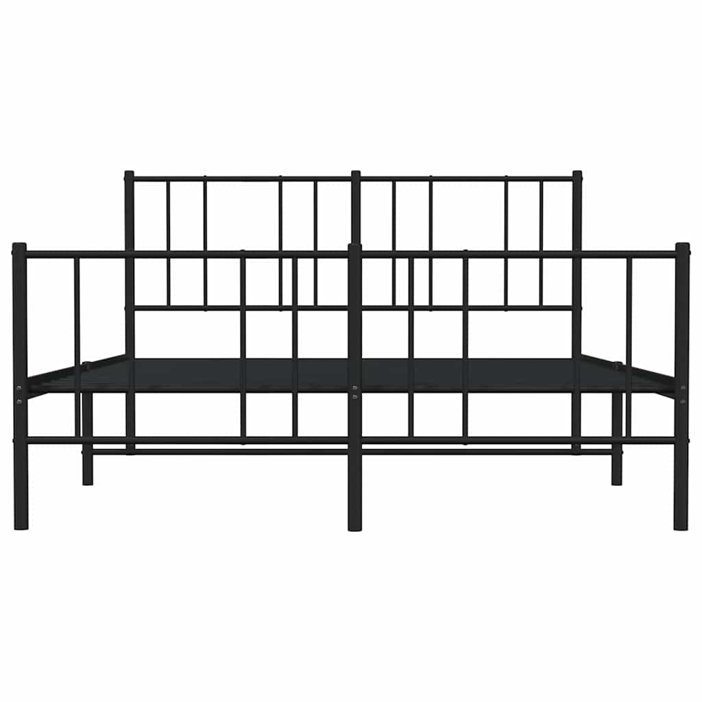 Metalni okvir kreveta uzglavlje i podnožje crni 140x200 cm
