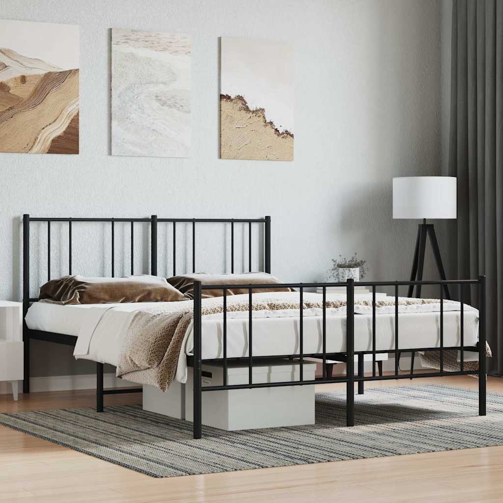 Metalni okvir kreveta uzglavlje i podnožje crni 140x200 cm
