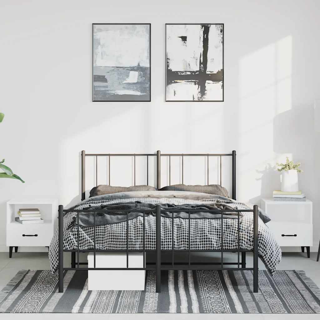 Metalni okvir kreveta uzglavlje i podnožje crni 150x200 cm