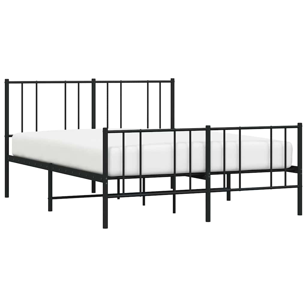 Metalni okvir kreveta uzglavlje i podnožje crni 150x200 cm