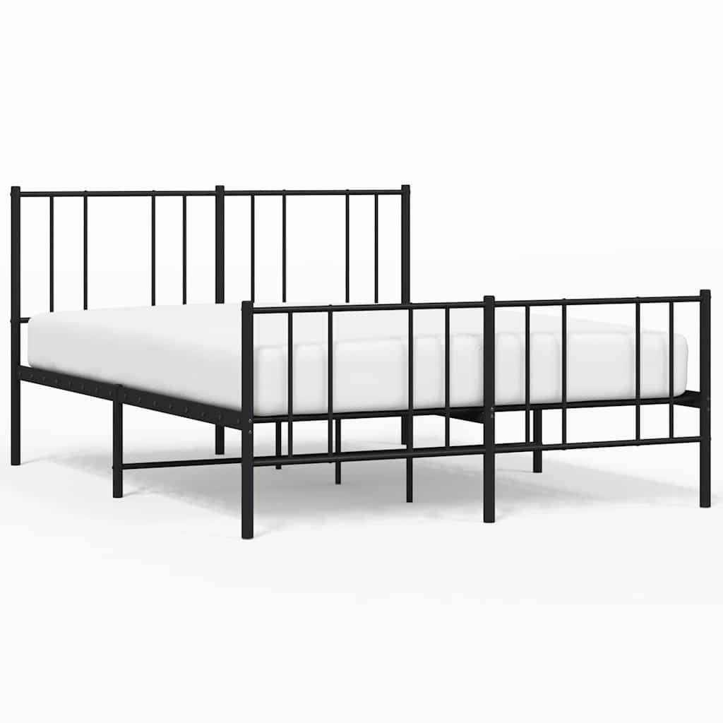 Metalni okvir kreveta uzglavlje i podnožje crni 160x200 cm