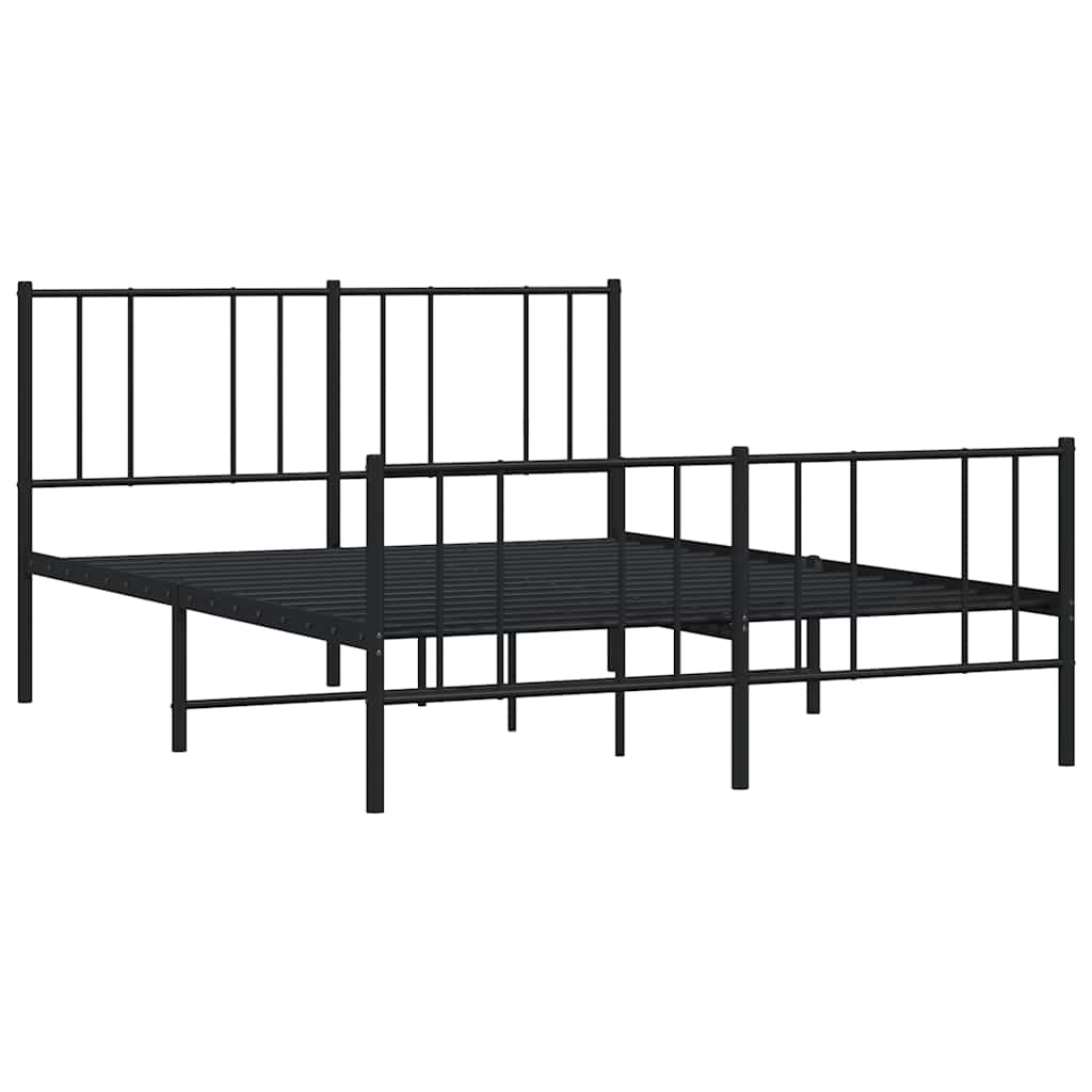 Metalni okvir kreveta uzglavlje i podnožje crni 160x200 cm