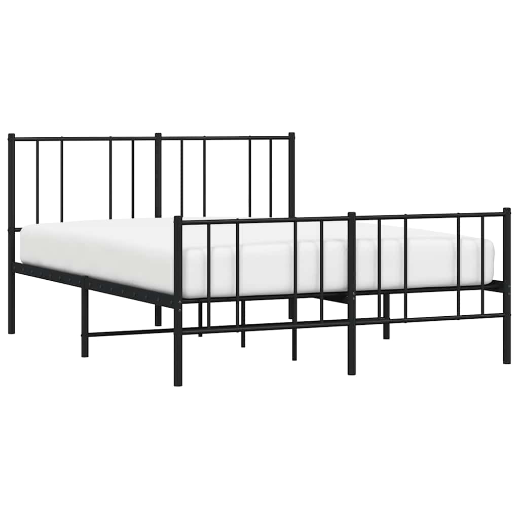 Metalni okvir kreveta uzglavlje i podnožje crni 160x200 cm
