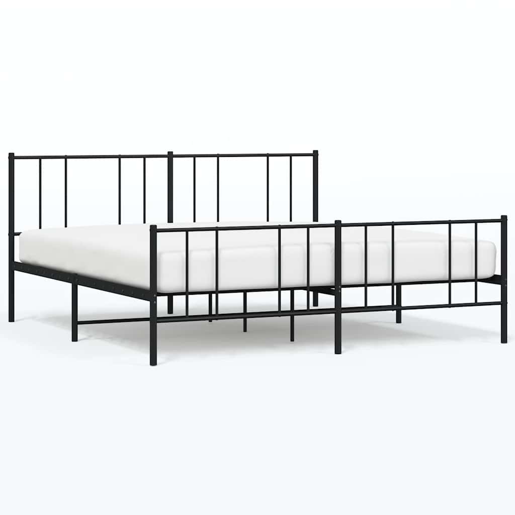 Metalni okvir kreveta uzglavlje i podnožje crni 193x203 cm