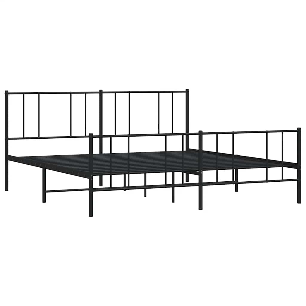 Metalni okvir kreveta uzglavlje i podnožje crni 193x203 cm