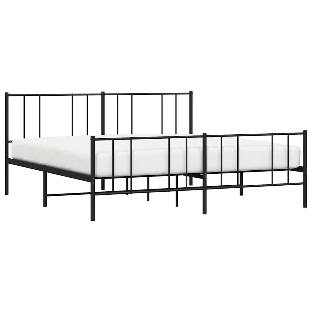Metalni okvir kreveta uzglavlje i podnožje crni 193x203 cm