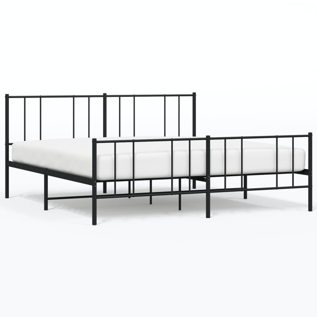 Metalni okvir kreveta uzglavlje i podnožje crni 200x200 cm