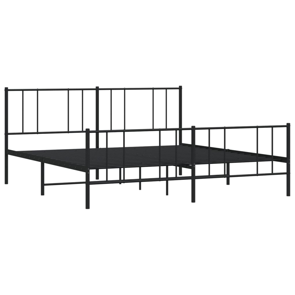 Metalni okvir kreveta uzglavlje i podnožje crni 200x200 cm