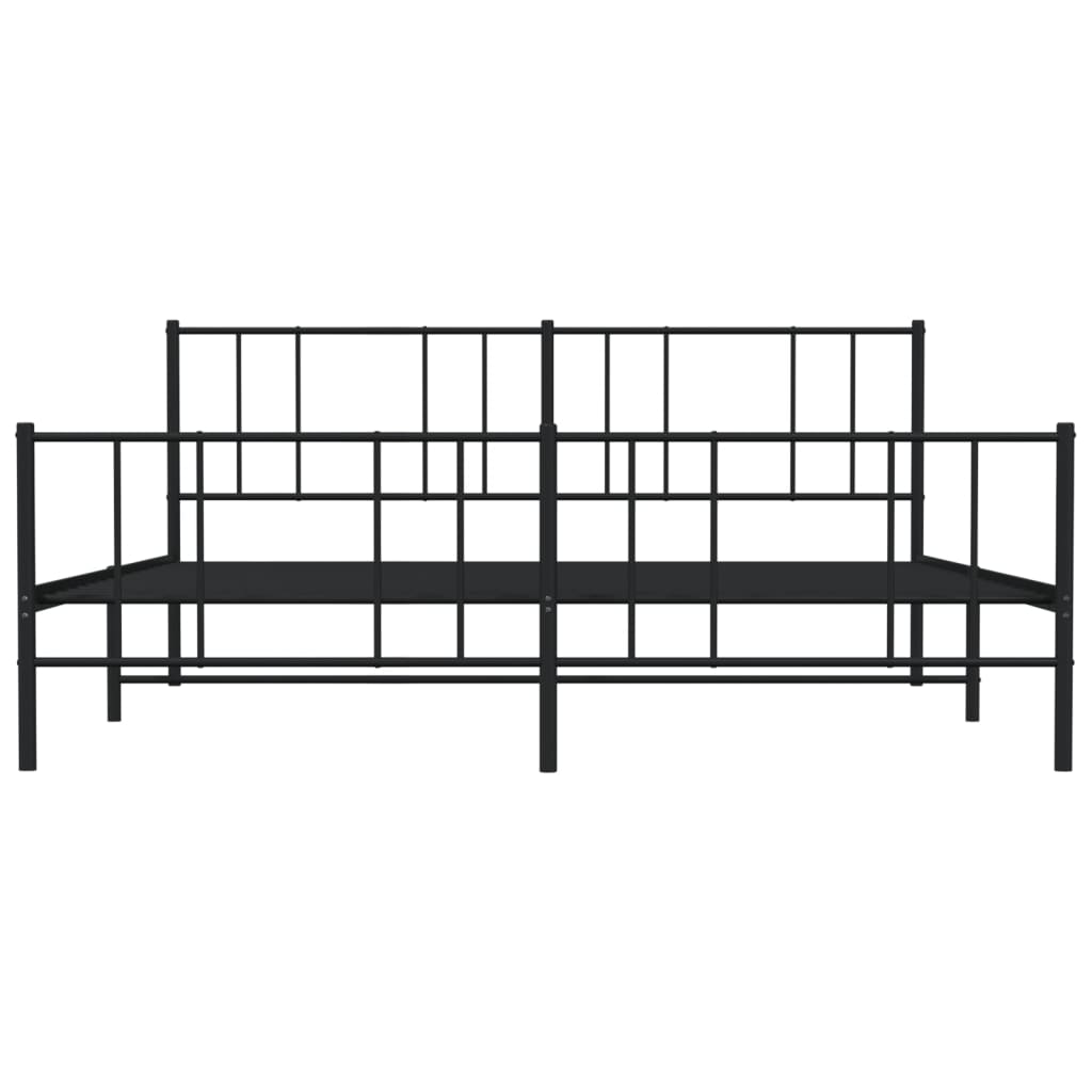 Metalni okvir kreveta uzglavlje i podnožje crni 200x200 cm