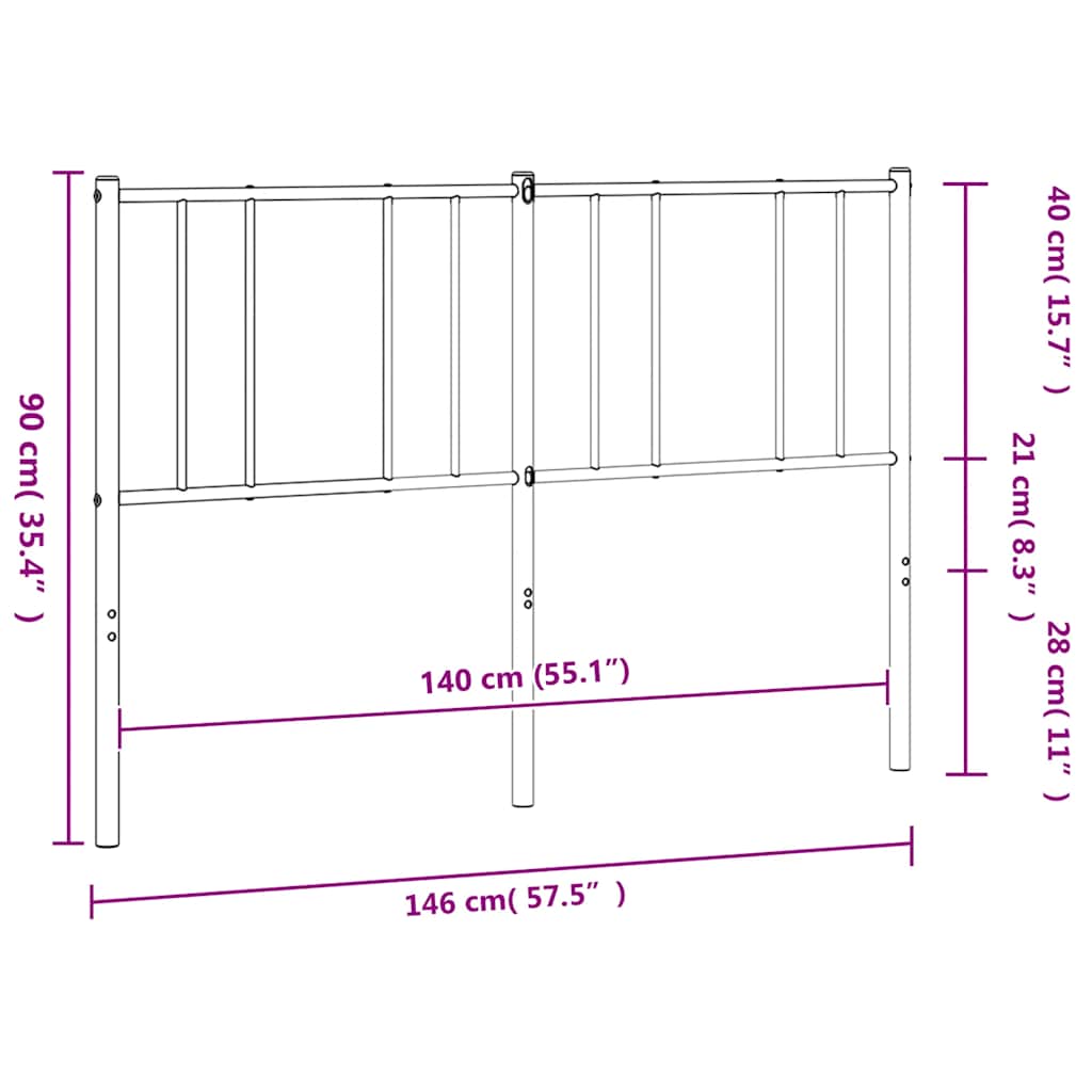 Metalno zamjensko uzglavlje crno 140 cm