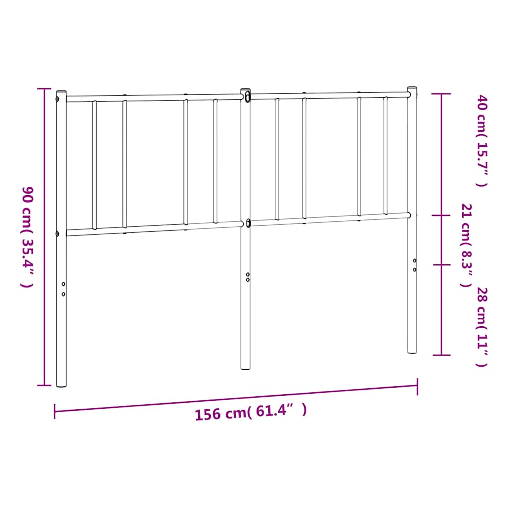 Metalno zamjensko uzglavlje crno 150 cm