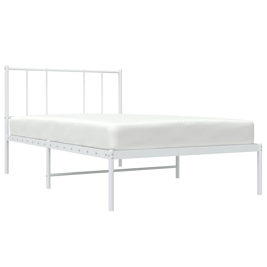 Metalni okvir krevet bez madraca s uzglavljem bijeli 75x190 cm
