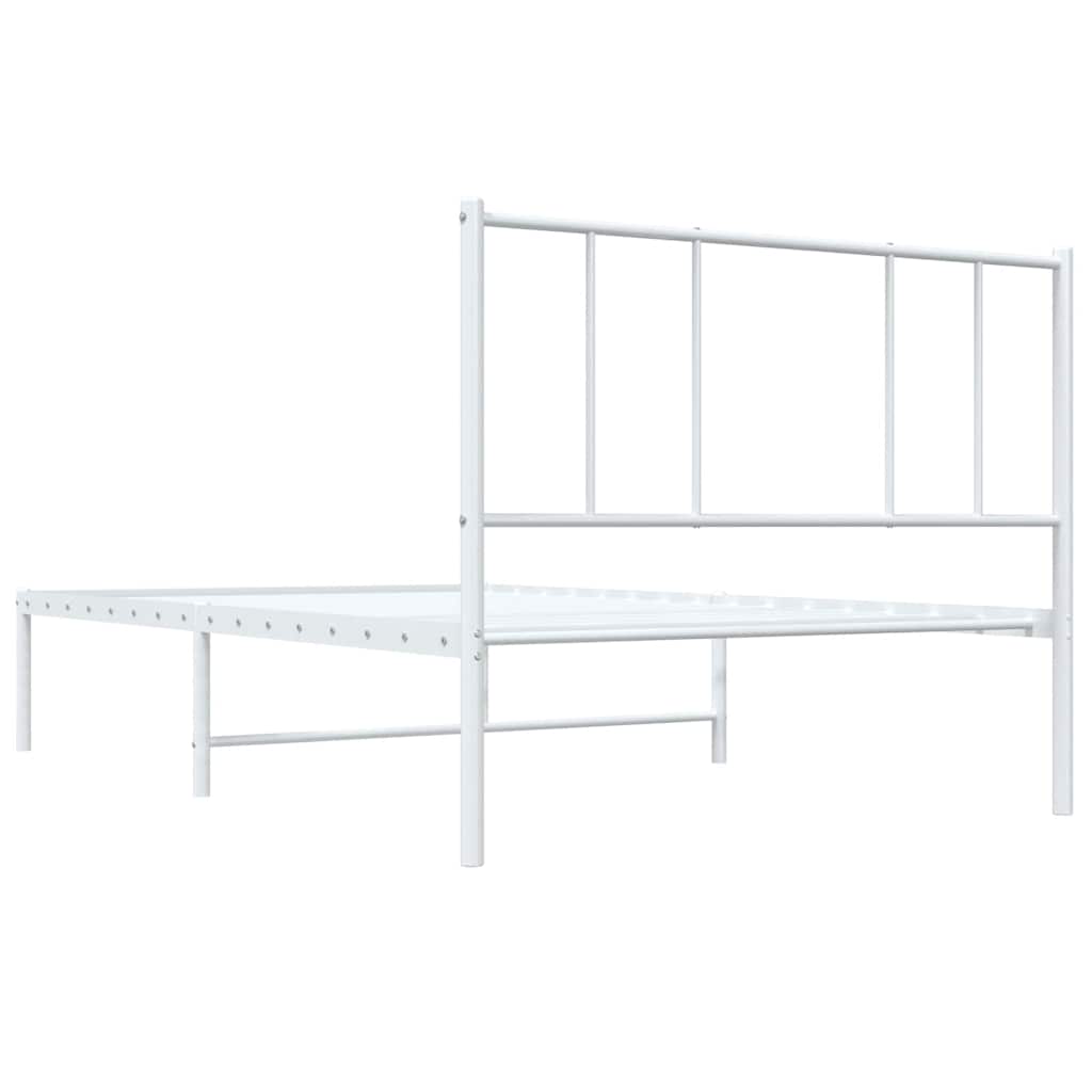 Metalni okvir za krevet s uzglavljem bijeli 90 x 190 cm