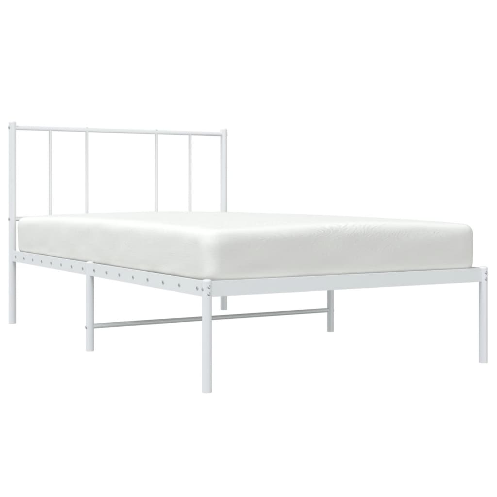 Metalni okvir za krevet s uzglavljem bijeli 90x200 cm