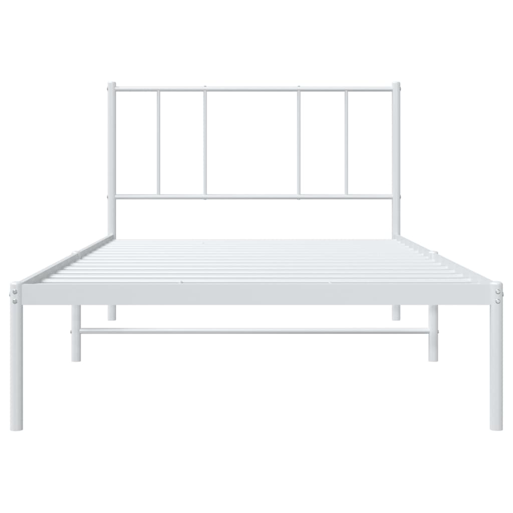 Metalni okvir za krevet s uzglavljem bijeli 90x200 cm