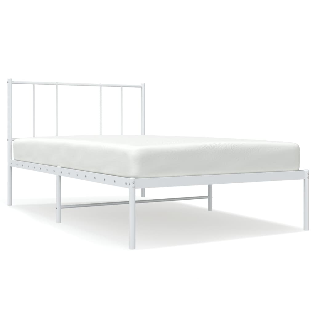 Metalni okvir za krevet s uzglavljem bijeli 100x190 cm