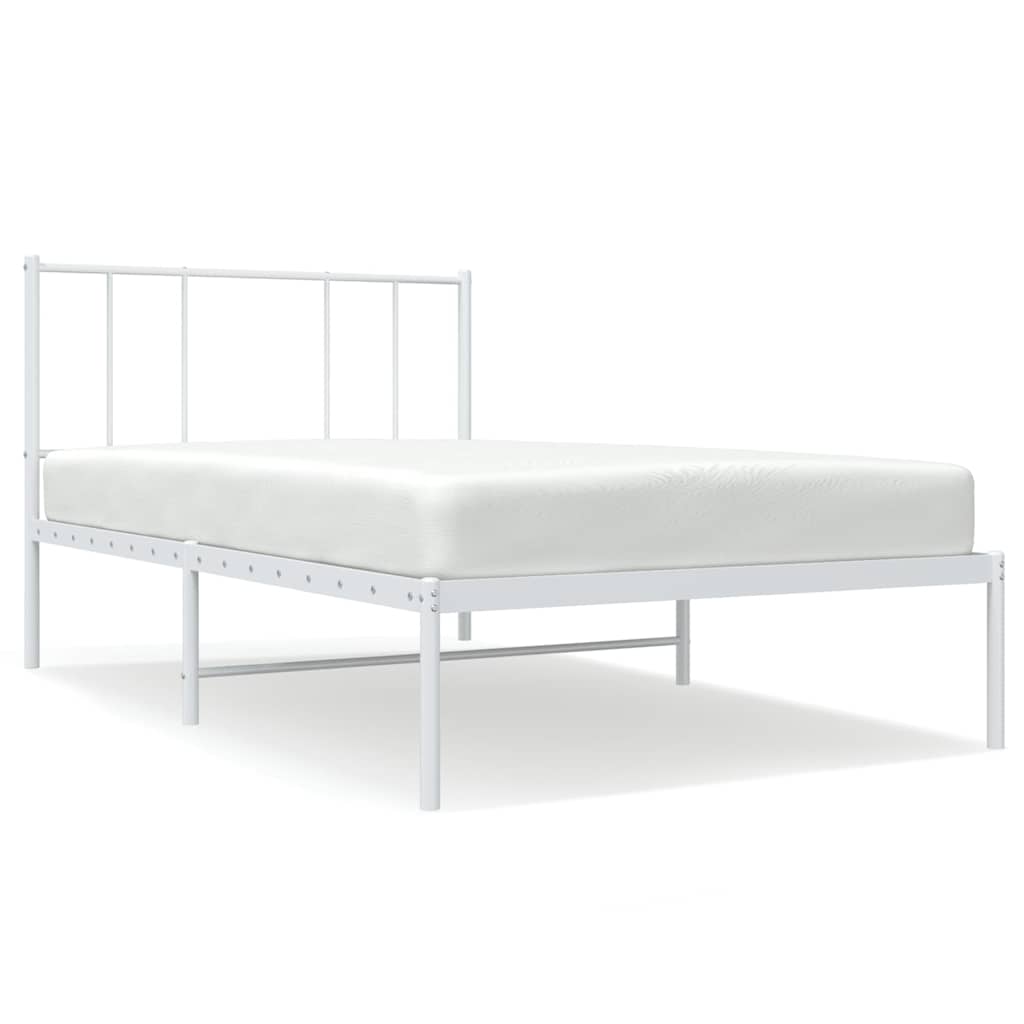 Metalni okvir za krevet s uzglavljem bijeli 100x200 cm
