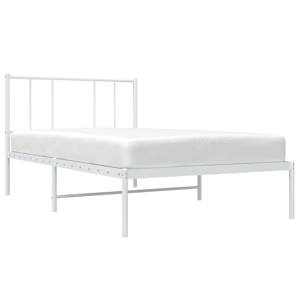 Metalni okvir za krevet s uzglavljem bijeli 100x200 cm
