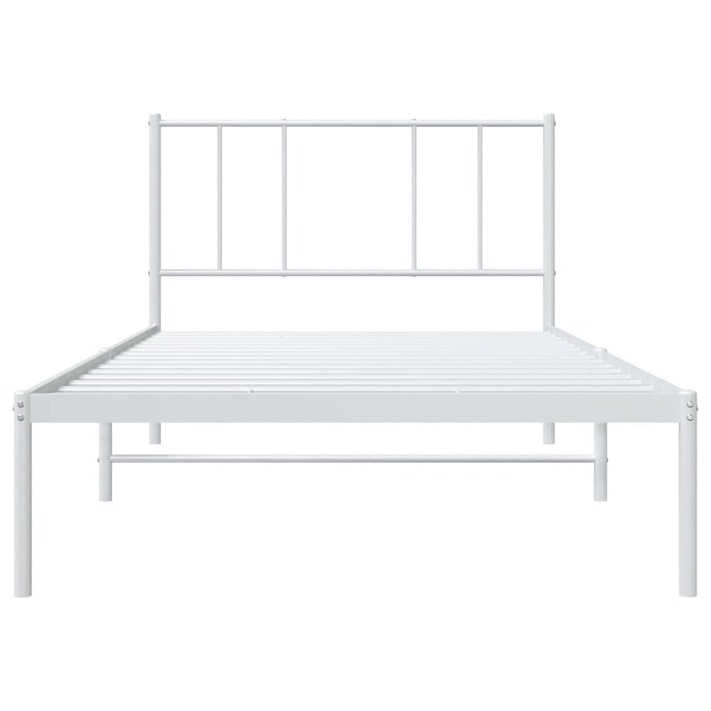 Metalni okvir za krevet s uzglavljem bijeli 100x200 cm