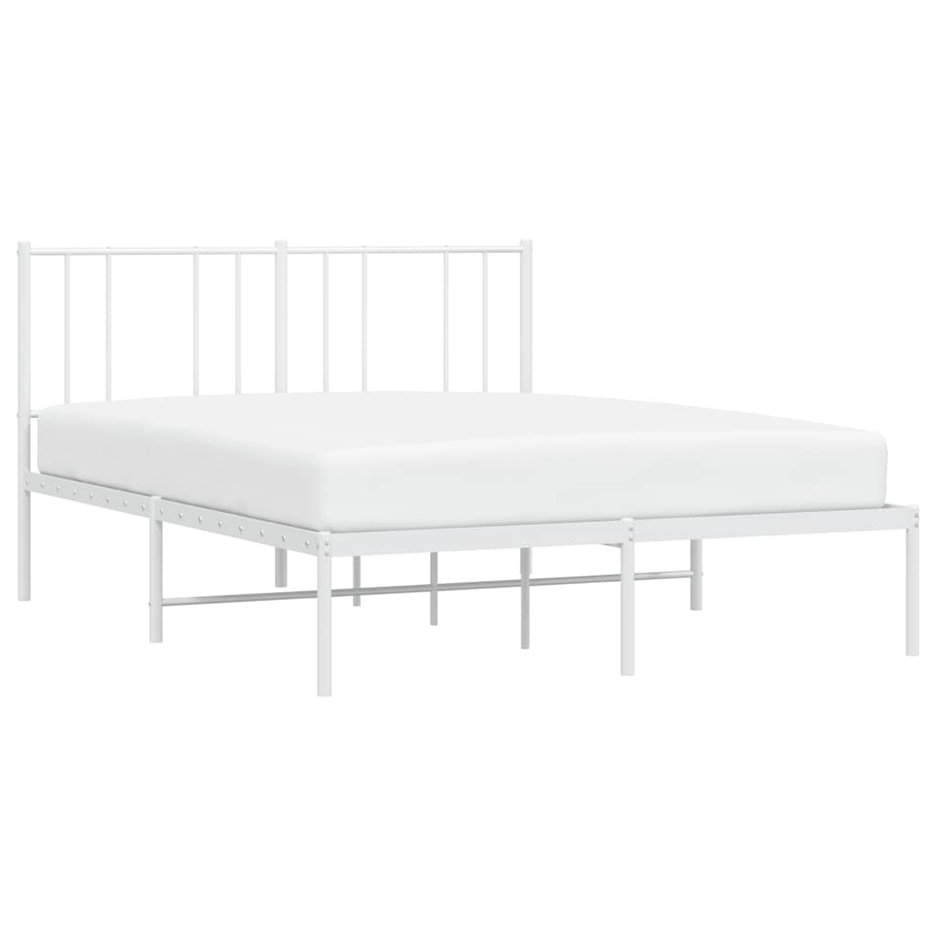 Metalni okvir za krevet s uzglavljem bijeli 135x190 cm
