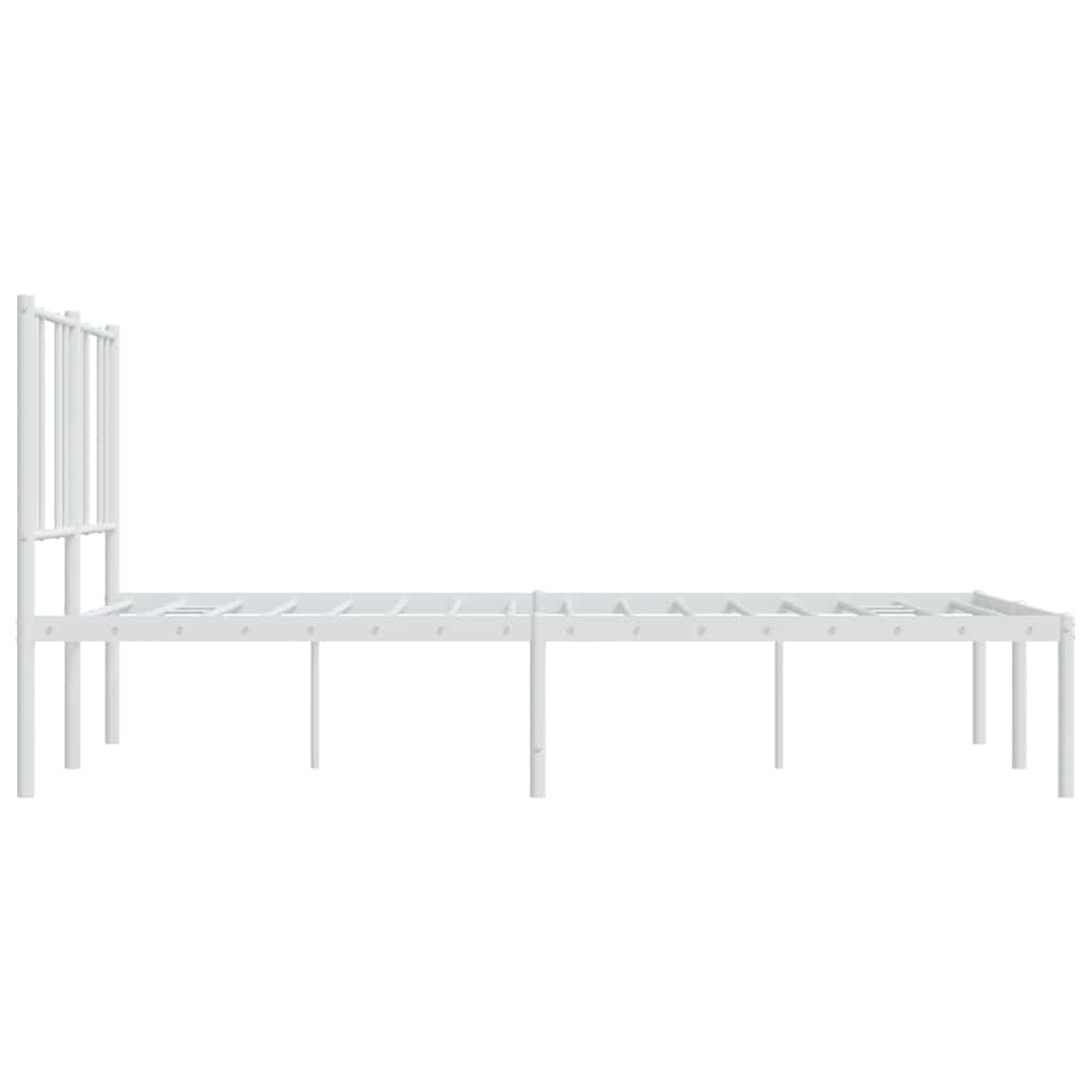 Metalni okvir za krevet s uzglavljem bijeli 135x190 cm