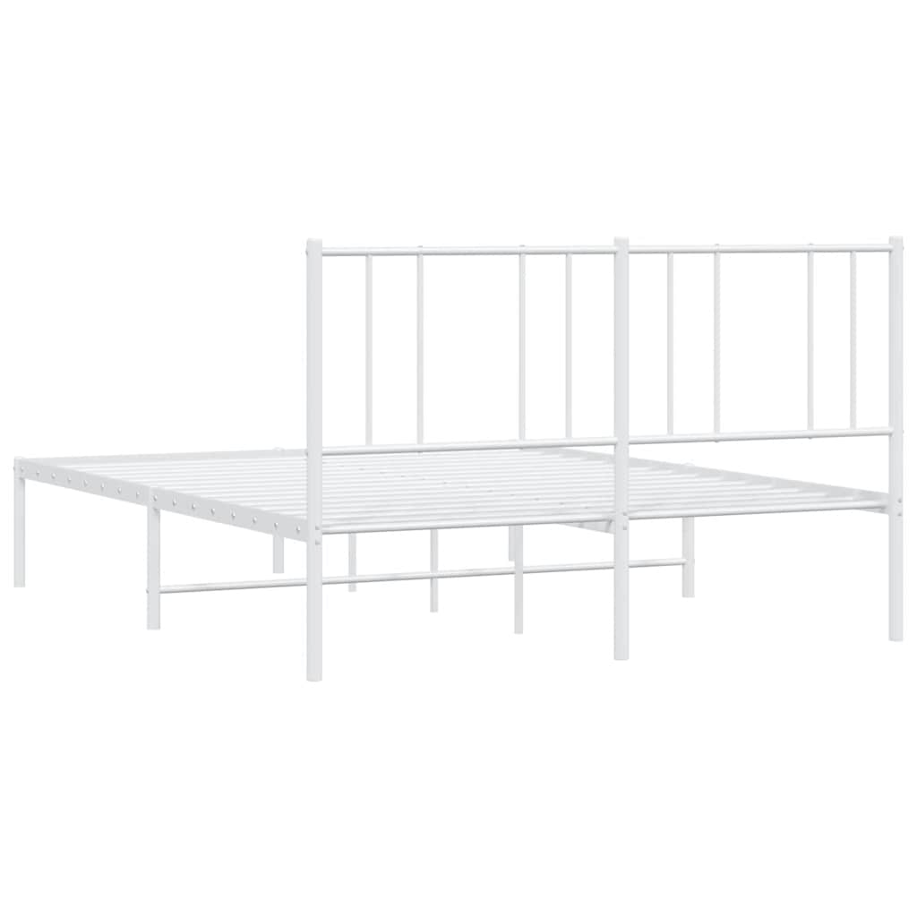 Metalni okvir za krevet s uzglavljem bijeli 135x190 cm