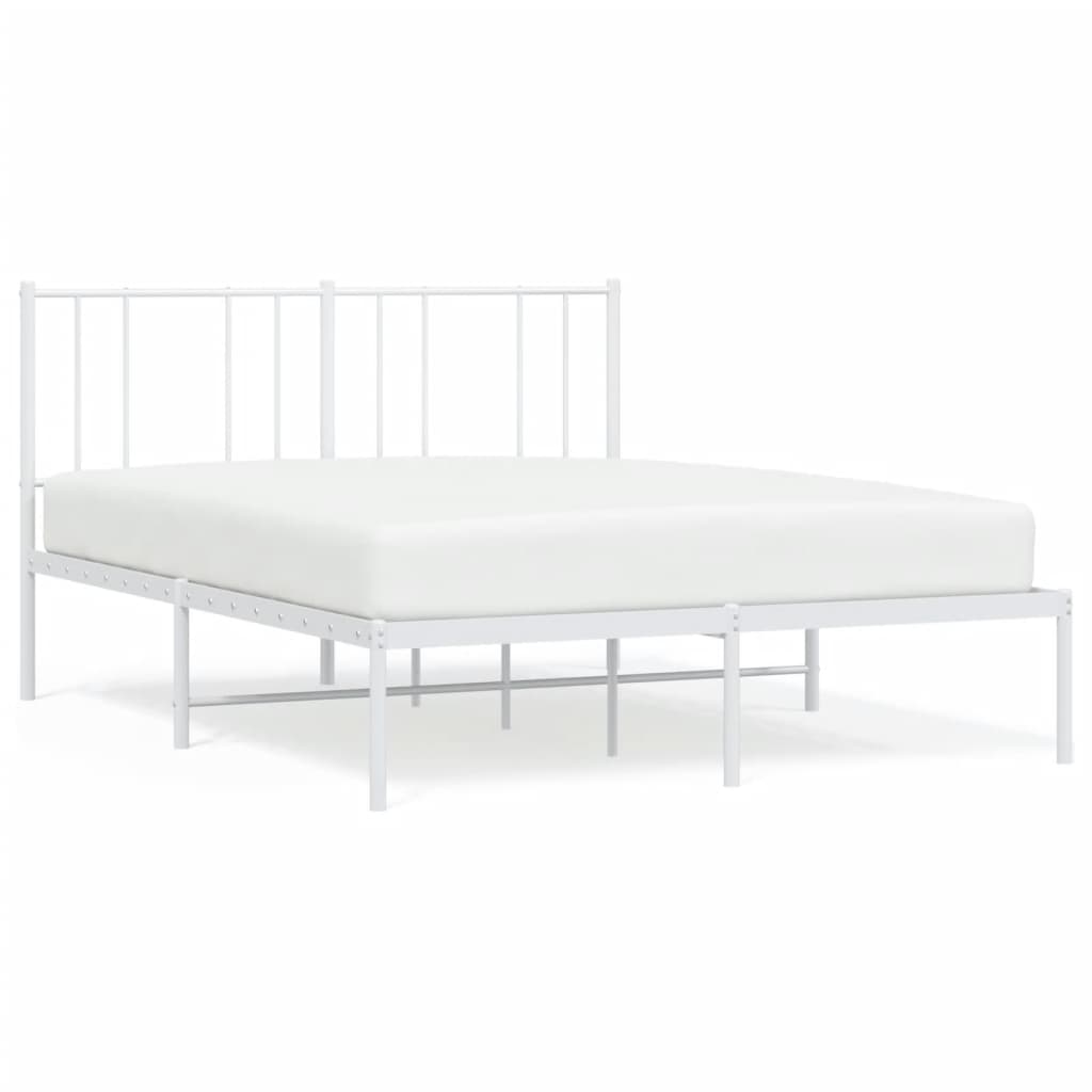 Metalni okvir za krevet s uzglavljem bijeli 140 x 190 cm