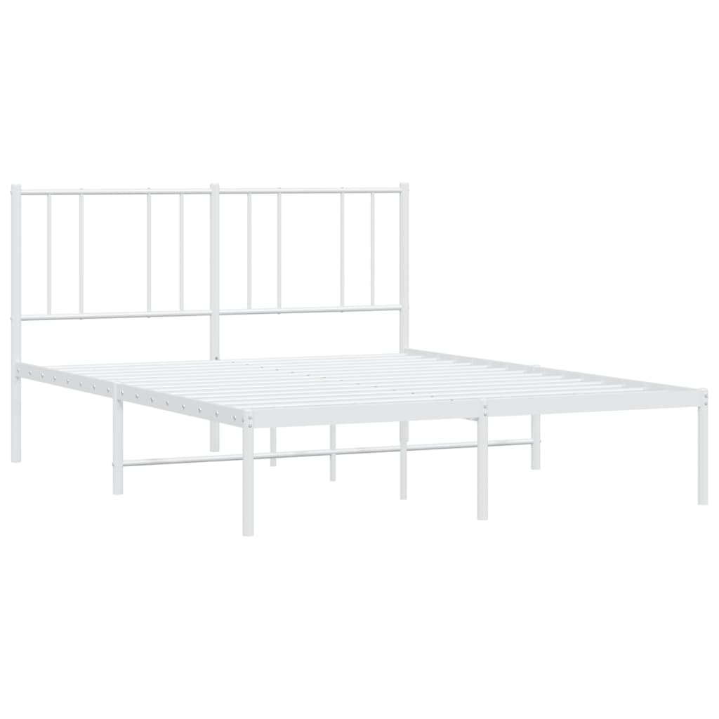 Metalni okvir za krevet s uzglavljem bijeli 140 x 190 cm