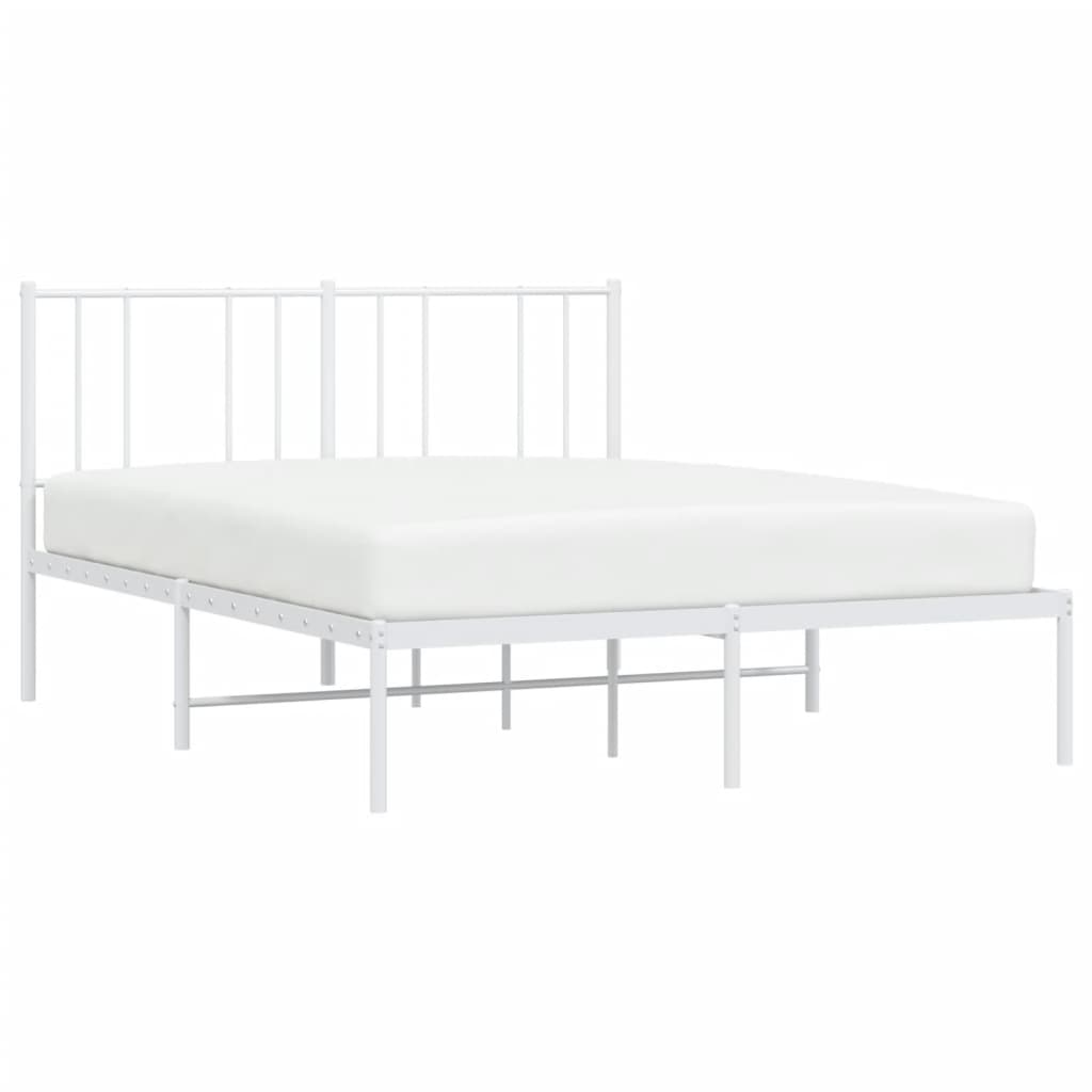 Metalni okvir za krevet s uzglavljem bijeli 140 x 190 cm