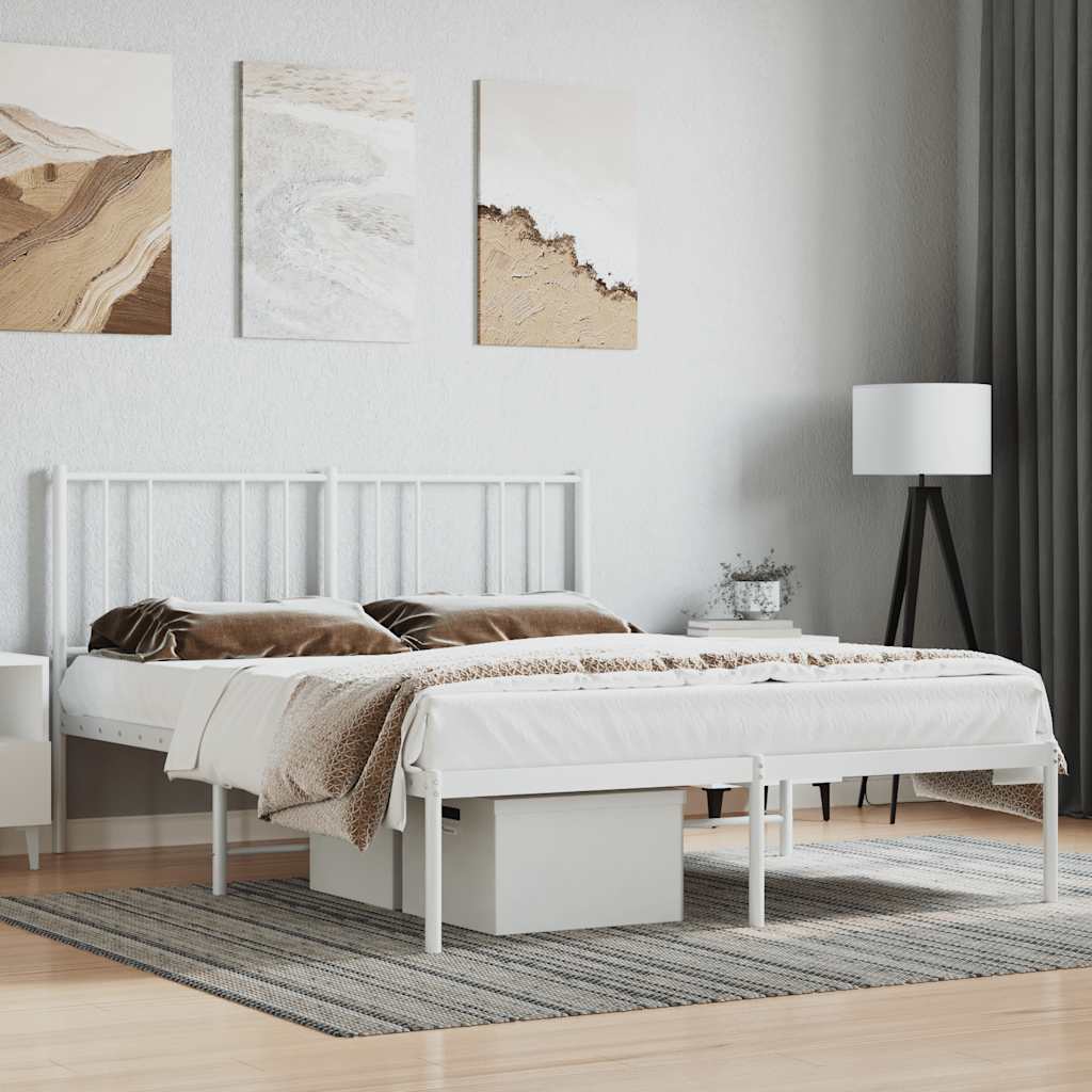 Metalni okvir za krevet s uzglavljem bijeli 140 x 200 cm