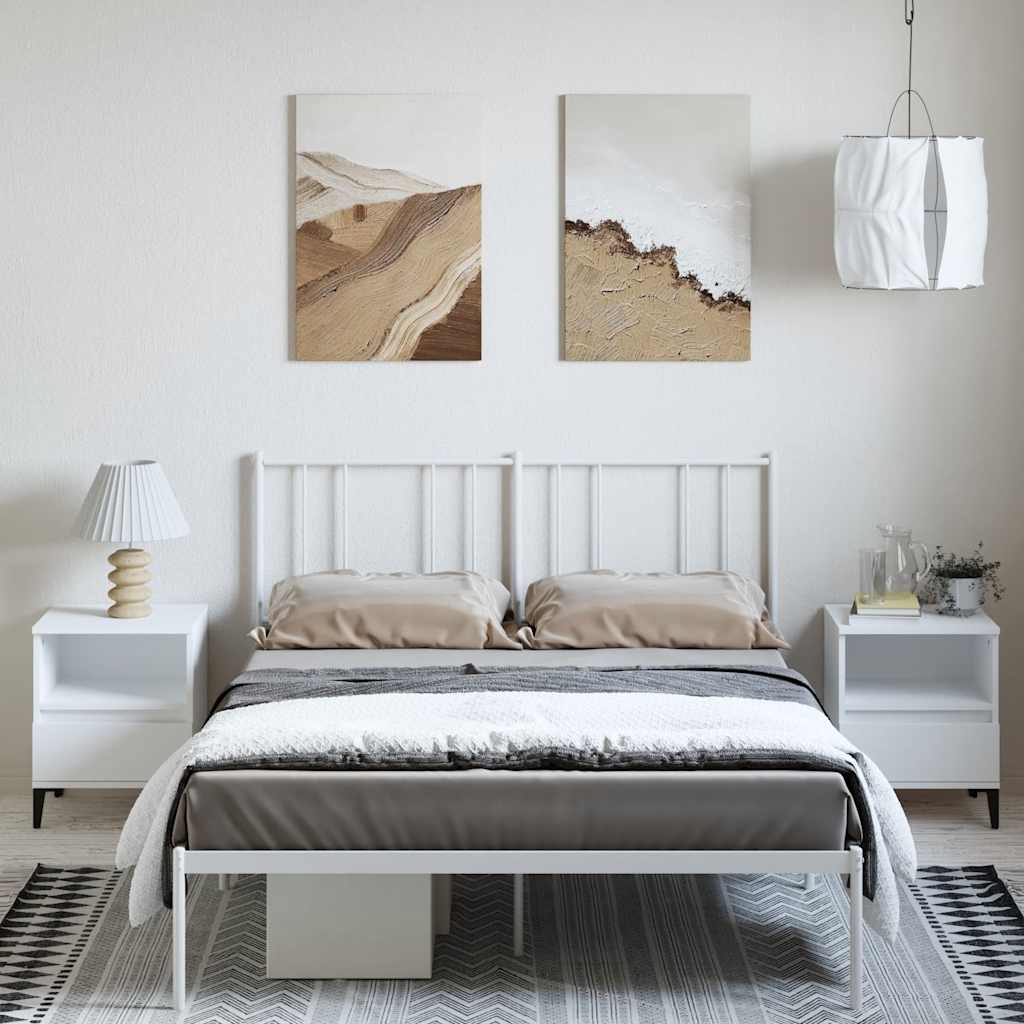 Metalni okvir za krevet s uzglavljem bijeli 150x200 cm
