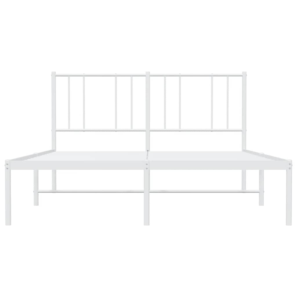 Metalni okvir za krevet s uzglavljem bijeli 150x200 cm