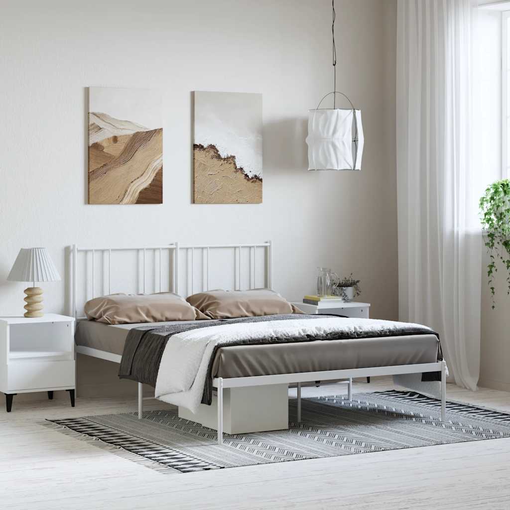 Metalni okvir za krevet s uzglavljem bijeli 150x200 cm
