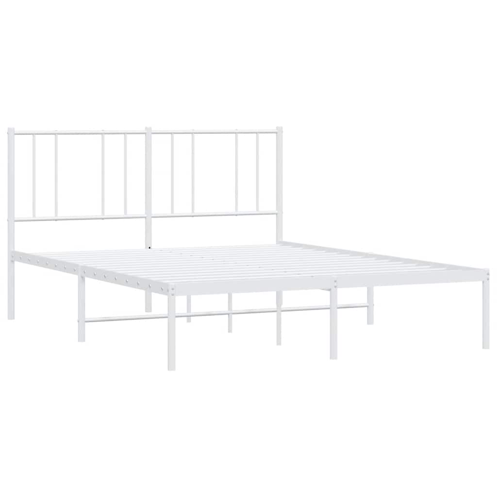 Metalni okvir za krevet s uzglavljem bijeli 160x200 cm