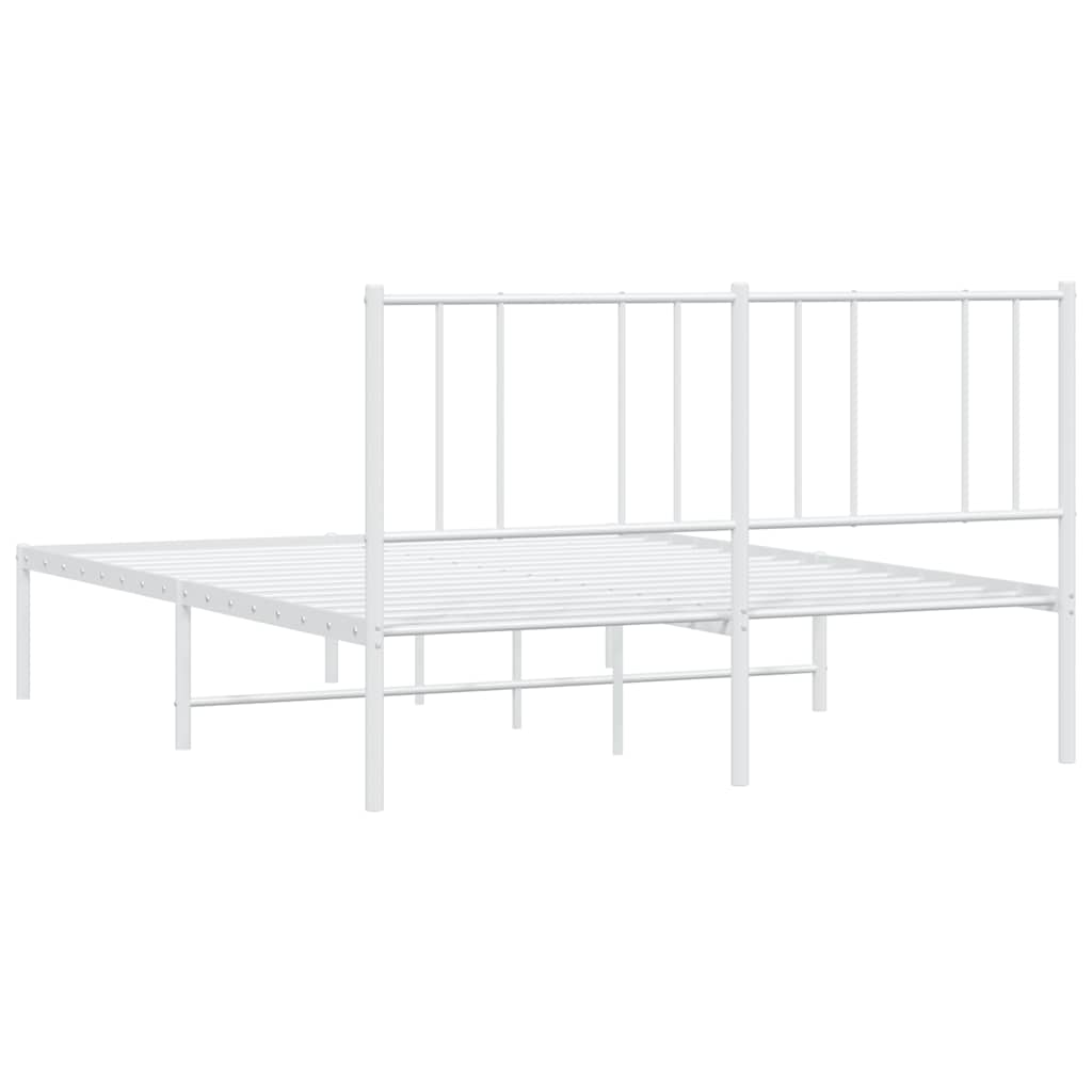 Metalni okvir za krevet s uzglavljem bijeli 160x200 cm