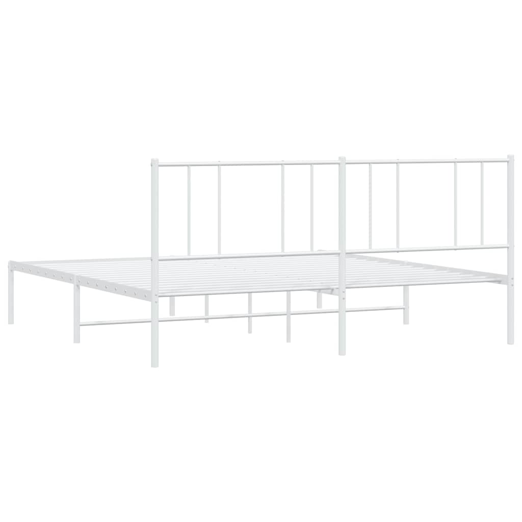 Metalni okvir za krevet s uzglavljem bijeli 193x203 cm