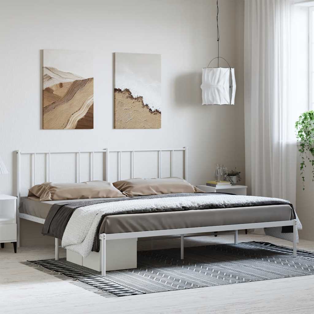 Metalni okvir za krevet s uzglavljem bijeli 193x203 cm