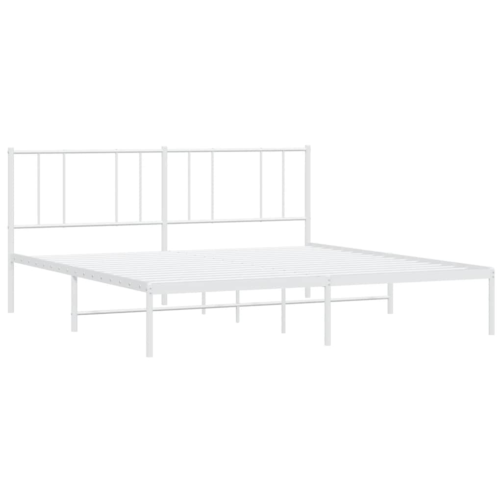Metalni okvir za krevet s uzglavljem bijeli 200x200 cm