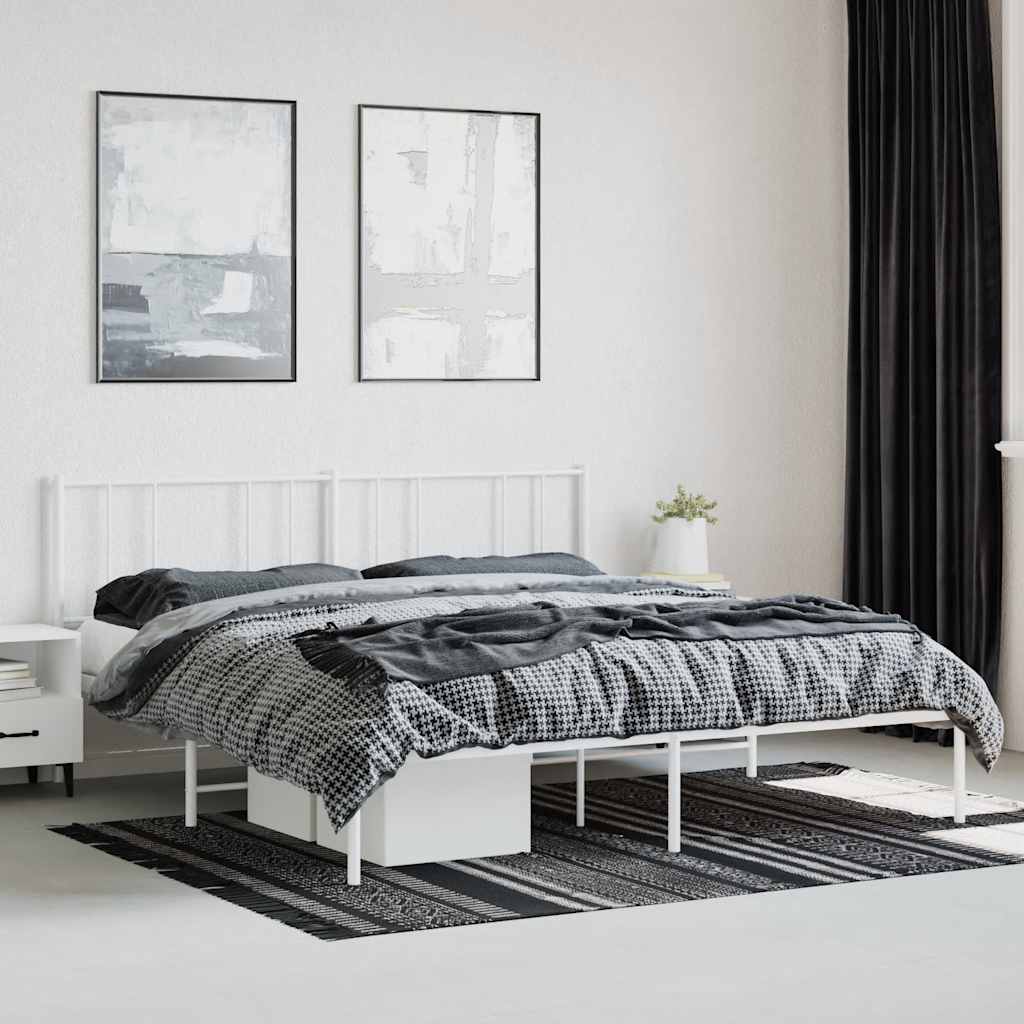 Metalni okvir za krevet s uzglavljem bijeli 200x200 cm