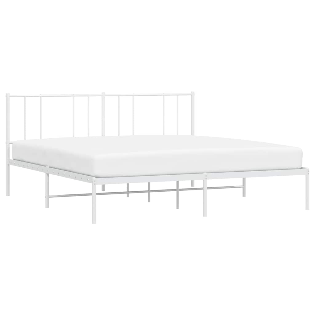 Metalni okvir za krevet s uzglavljem bijeli 200x200 cm